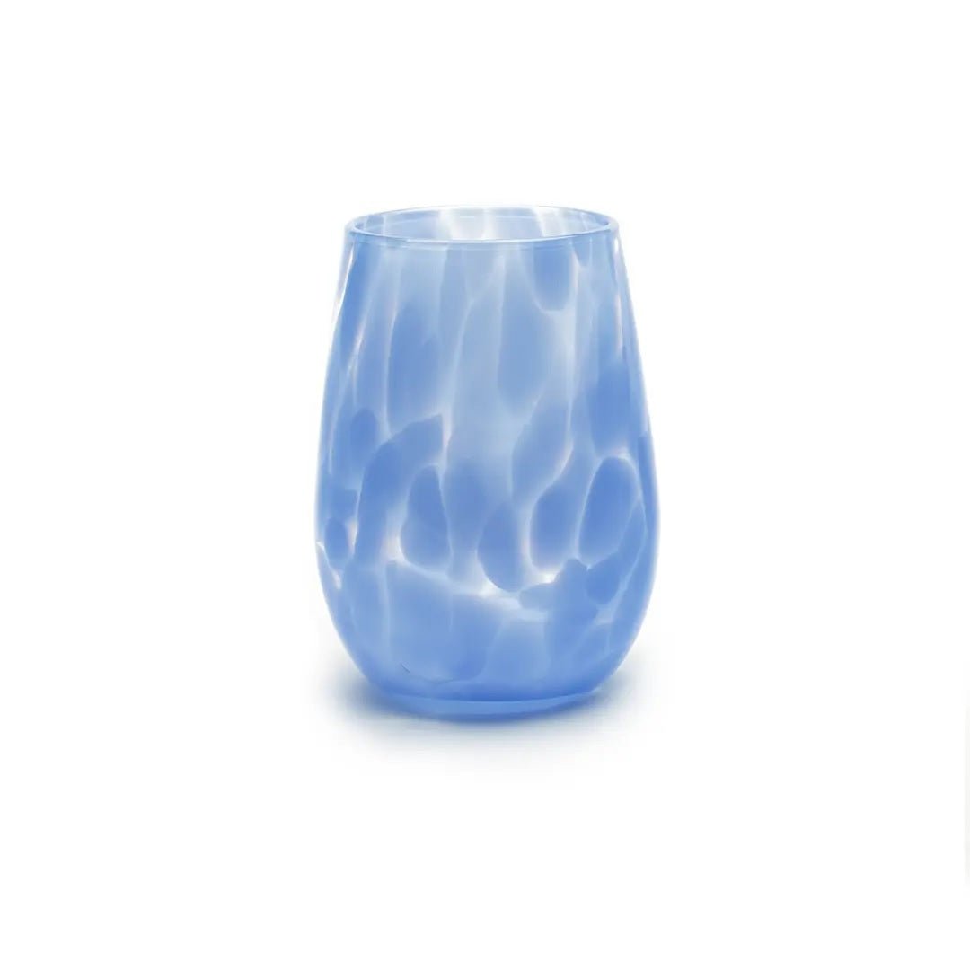 Marine Blue Fritsy Stemless Wine Glass - Gaines Jewelers