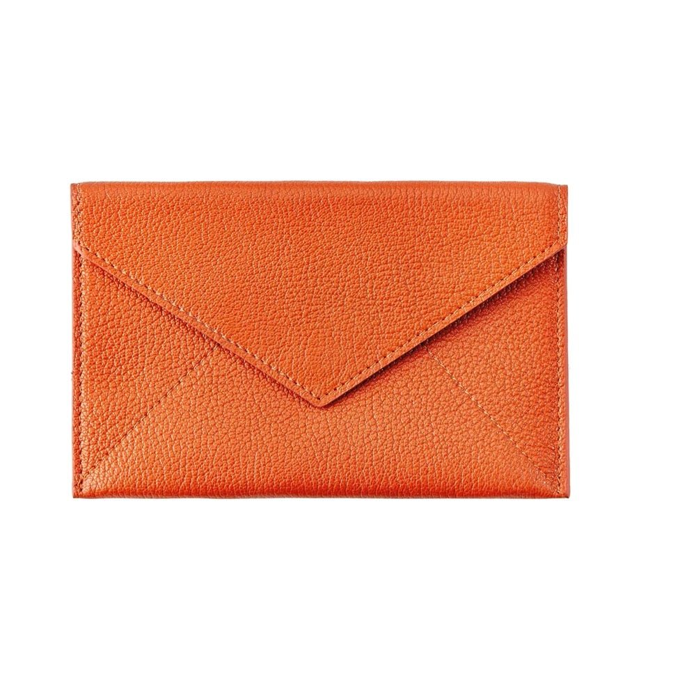 Medium Envelope Orange Goatskin Leather - Gaines Jewelers