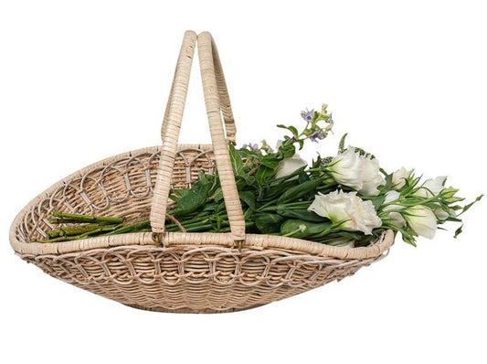 Medium Gathering Basket 20" - Whitewash Provence Rattan - Gaines Jewelers