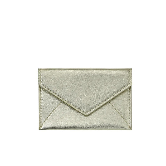 Mini Envelope White Gold Metallic Goatskin Leather - Gaines Jewelers