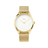 Nacre - Nacre Lune Watch Pearlized Dial Gold - Gold Mesh - Gaines Jewelers