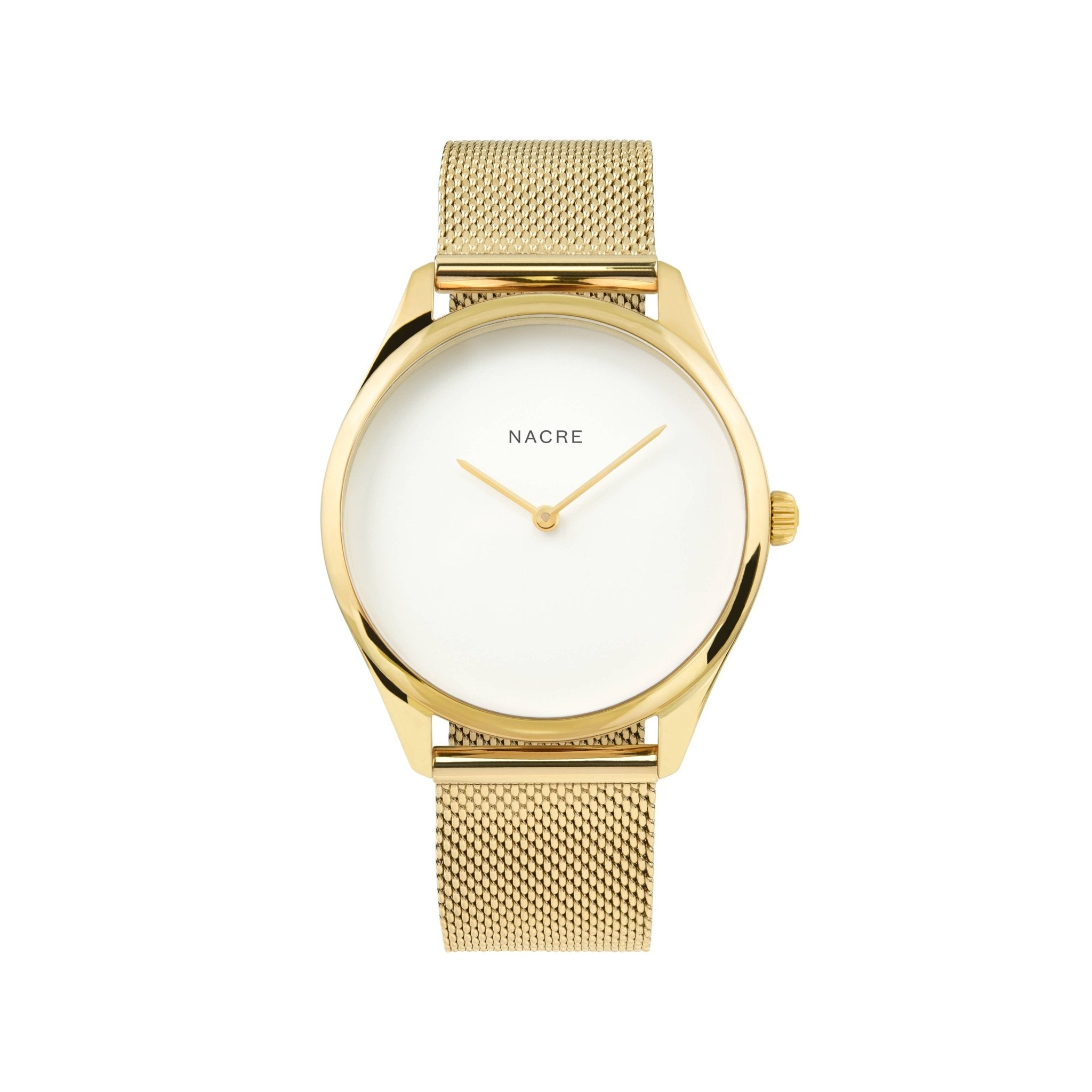 Nacre - Nacre Lune Watch Pearlized Dial Gold - Gold Mesh - Gaines Jewelers