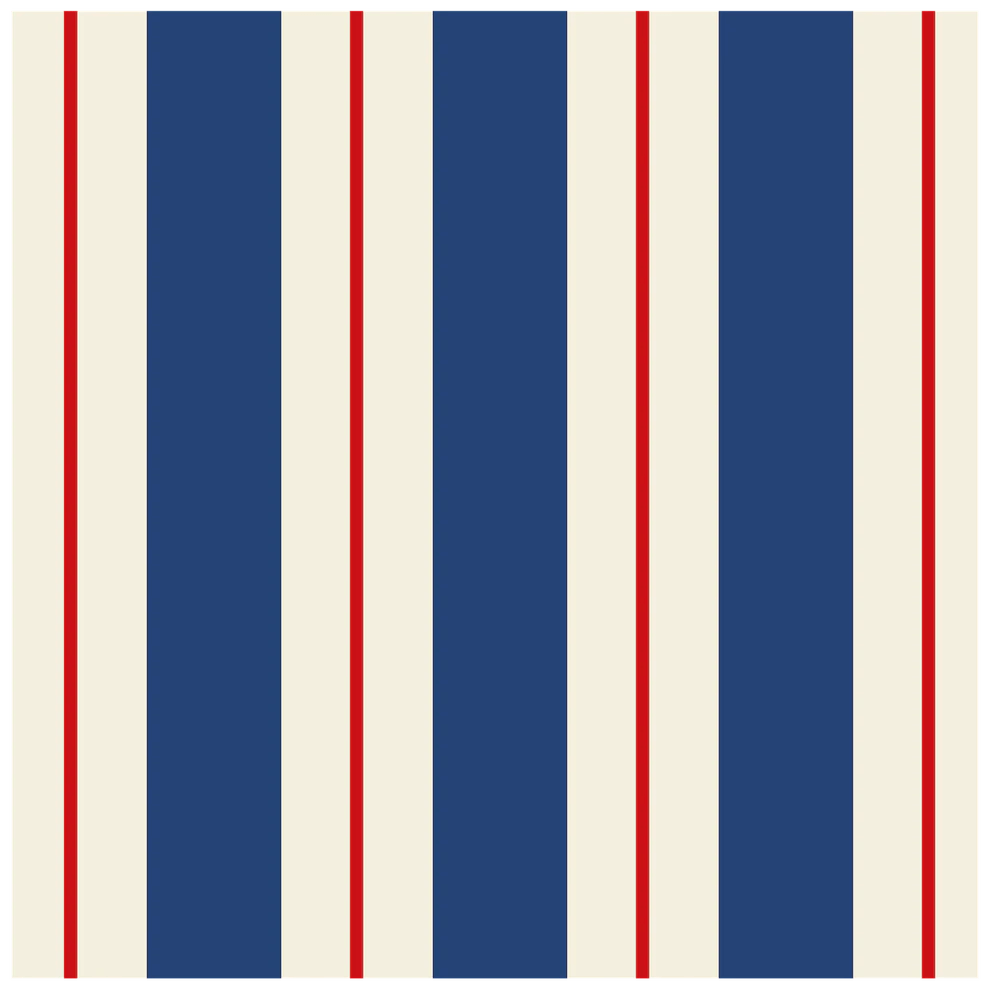Navy & Red Awning Stripe Beverage Napkins - Gaines Jewelers
