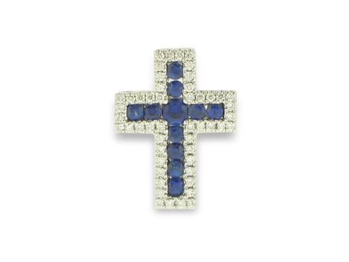 Necklace- 14K White Gold Sapphire and Diamond Pendant Necklace - Gaines Jewelers