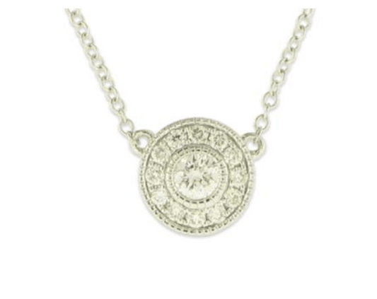 Necklace- 14k Yellow Gold Diamond Pendant with diamond halo - Gaines Jewelers