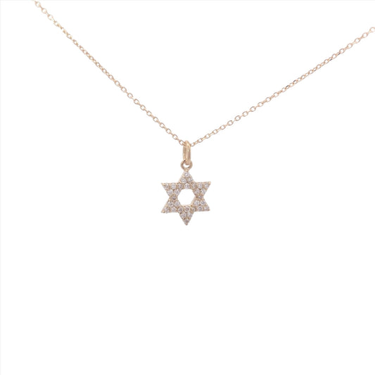 Necklace- 14k Yellow Gold Diamond Star of David Pendant - Gaines Jewelers