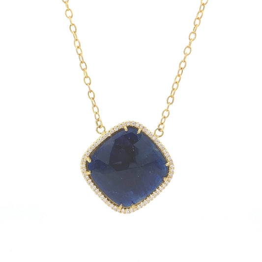 Necklace- 14k yg Sliced Sapphire Necklace - Gaines Jewelers