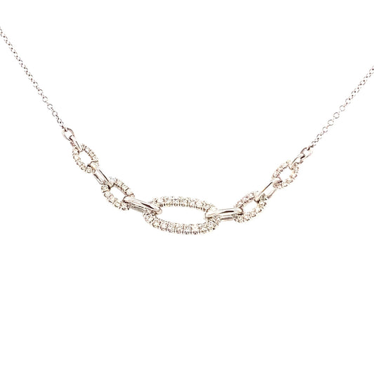 Necklace- 14kt wg pendant diamond 5 oval links - Gaines Jewelers