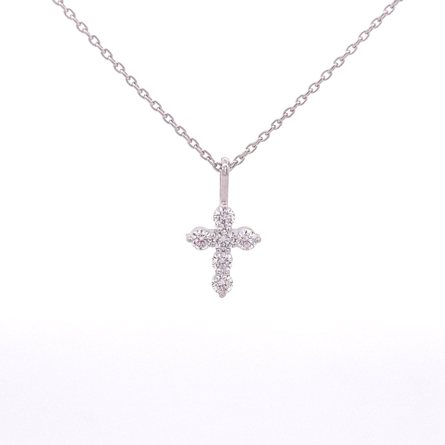 Necklace 14kt white gold Diamond Cross Necklace with 18" cable chain - Gaines Jewelers
