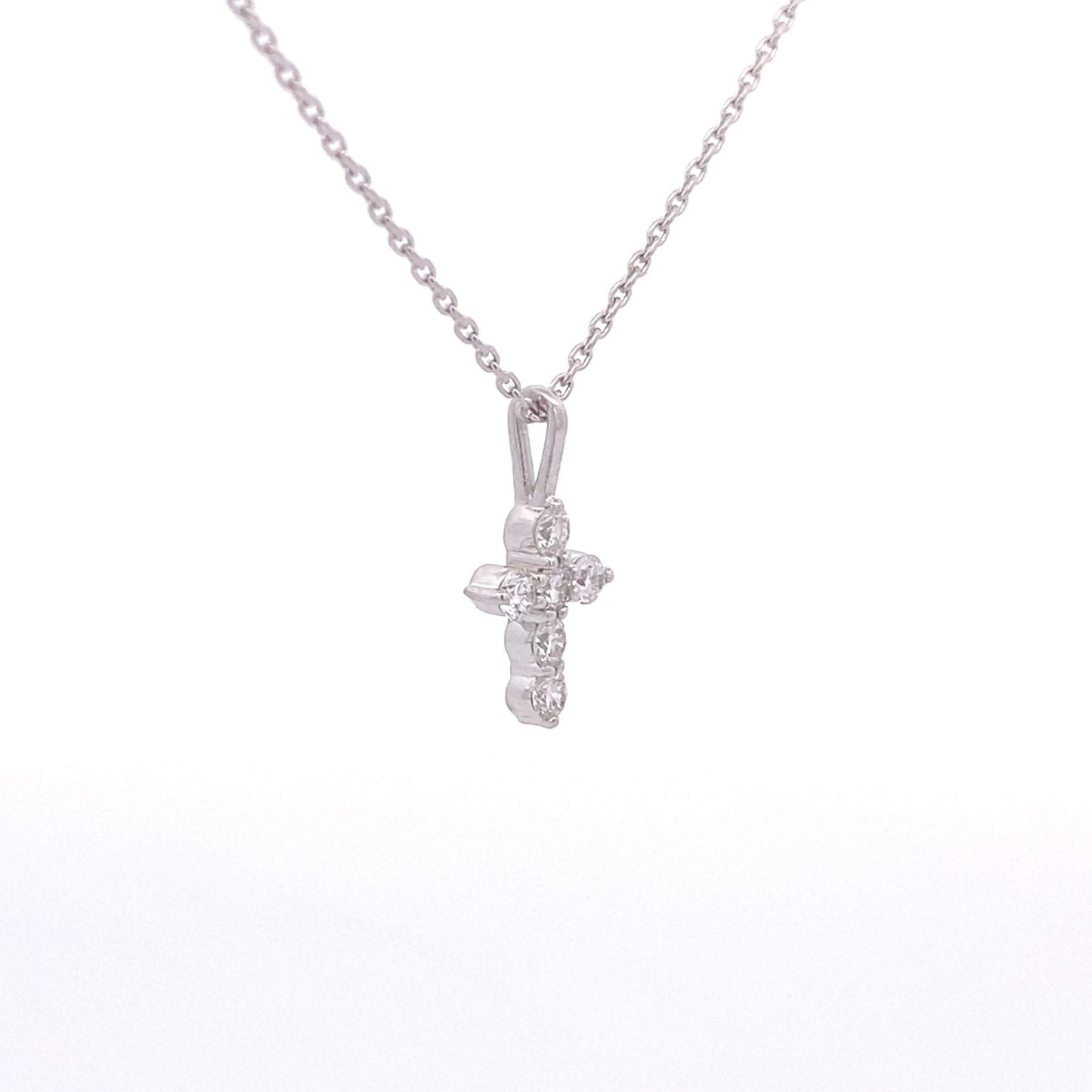 Necklace 14kt white gold Diamond Cross Necklace with 18" cable chain - Gaines Jewelers