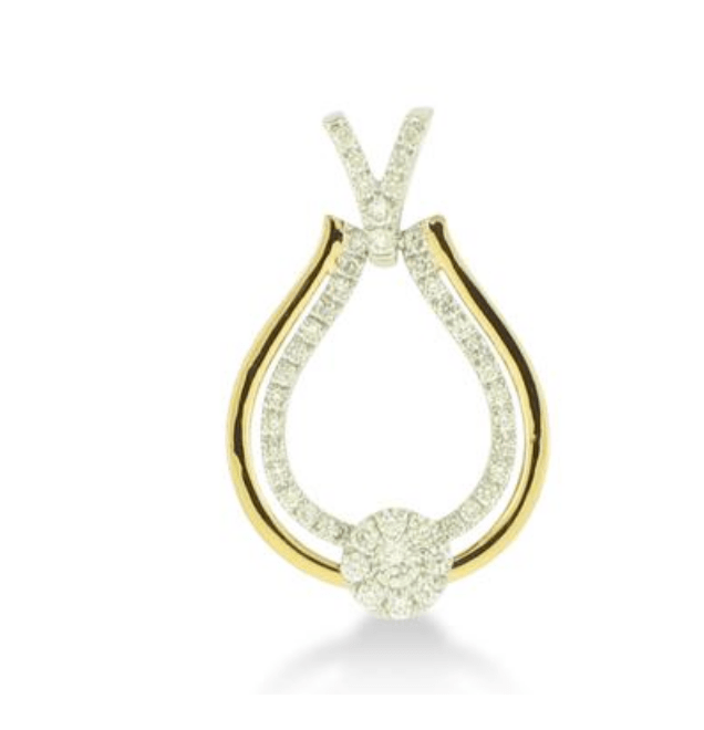 Necklace- 14kt yg-wg pendant diamond pear shape - Gaines Jewelers