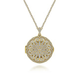 Necklace- 25" 14k Yellow Gold with Diamond Pave locket 1.5ctw - Gaines Jewelers