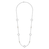 Necklace- 925 Sterling Silver Pearl and Open Circle Station Necklace - Gaines Jewelers
