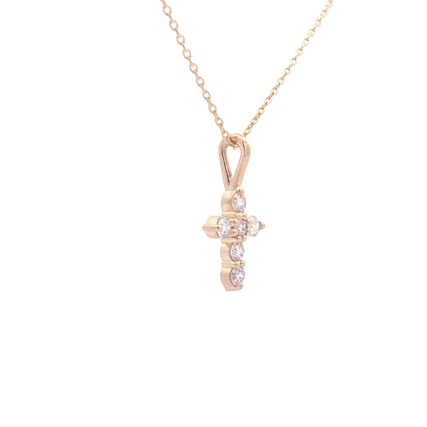 Necklace cross diamond=.30ct 14kt yellow gold 6 diamonds - Gaines Jewelers