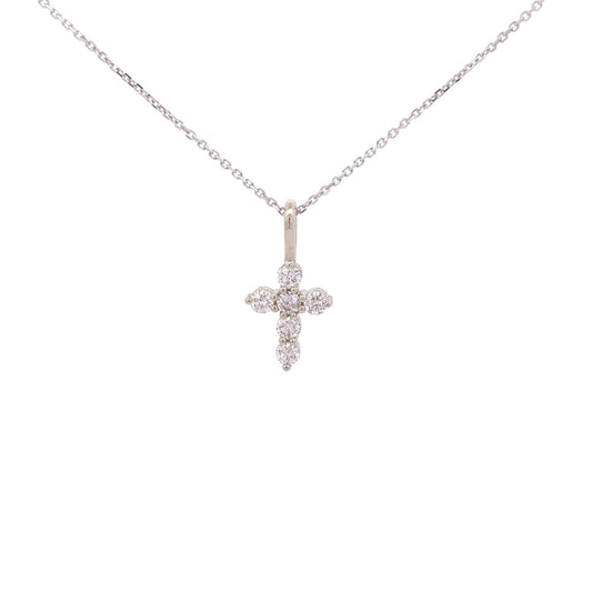 Necklace - Diamond Cross 0.30ctw in 14kt white gold - Gaines Jewelers