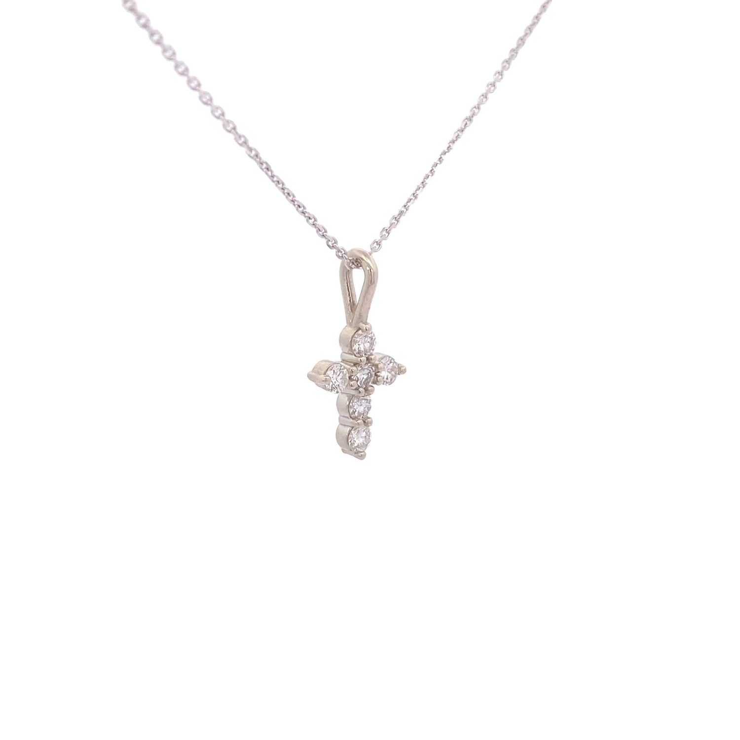 Necklace - Diamond Cross 0.30ctw in 14kt white gold - Gaines Jewelers