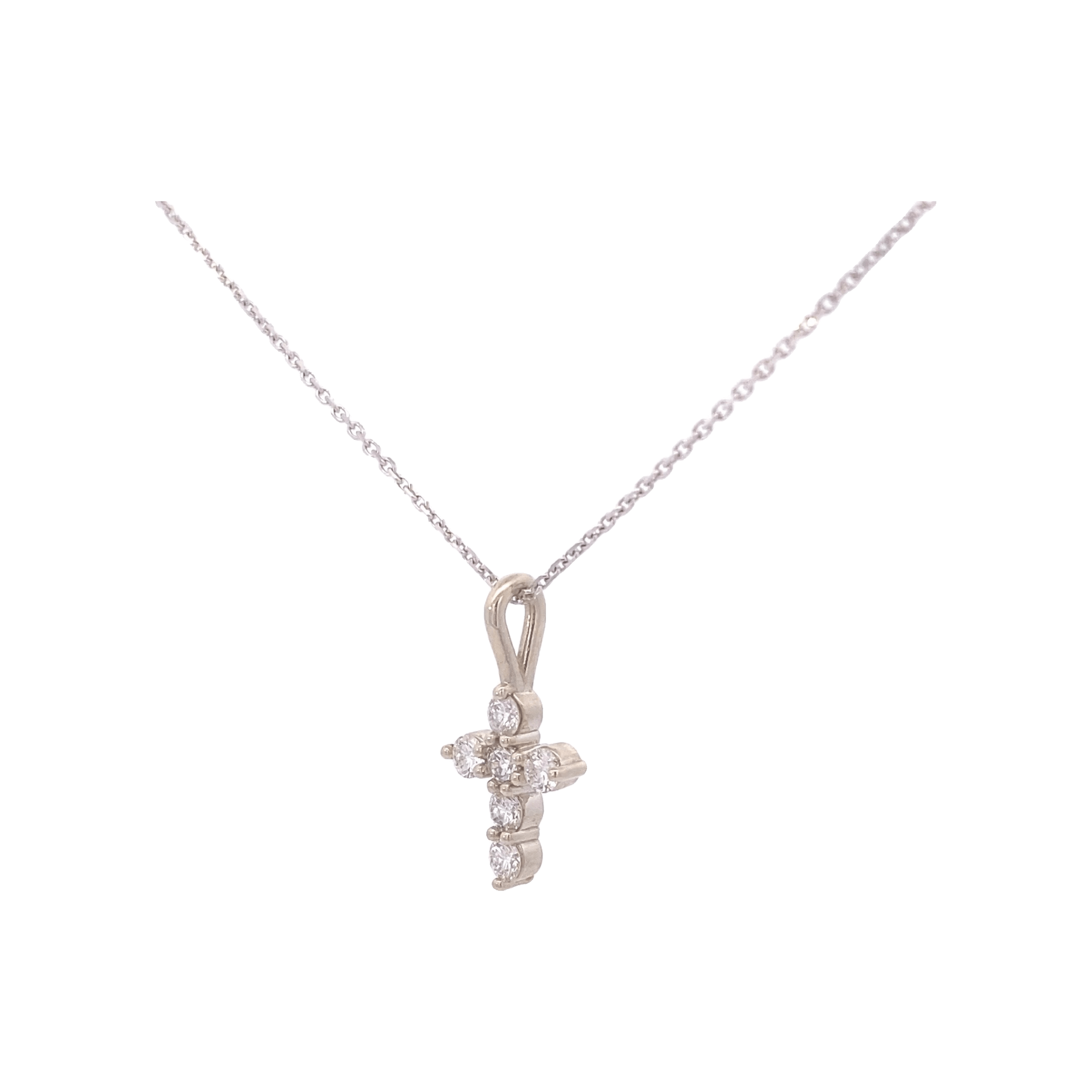 Necklace - Diamond Cross 0.30ctw in 14kt white gold - Gaines Jewelers
