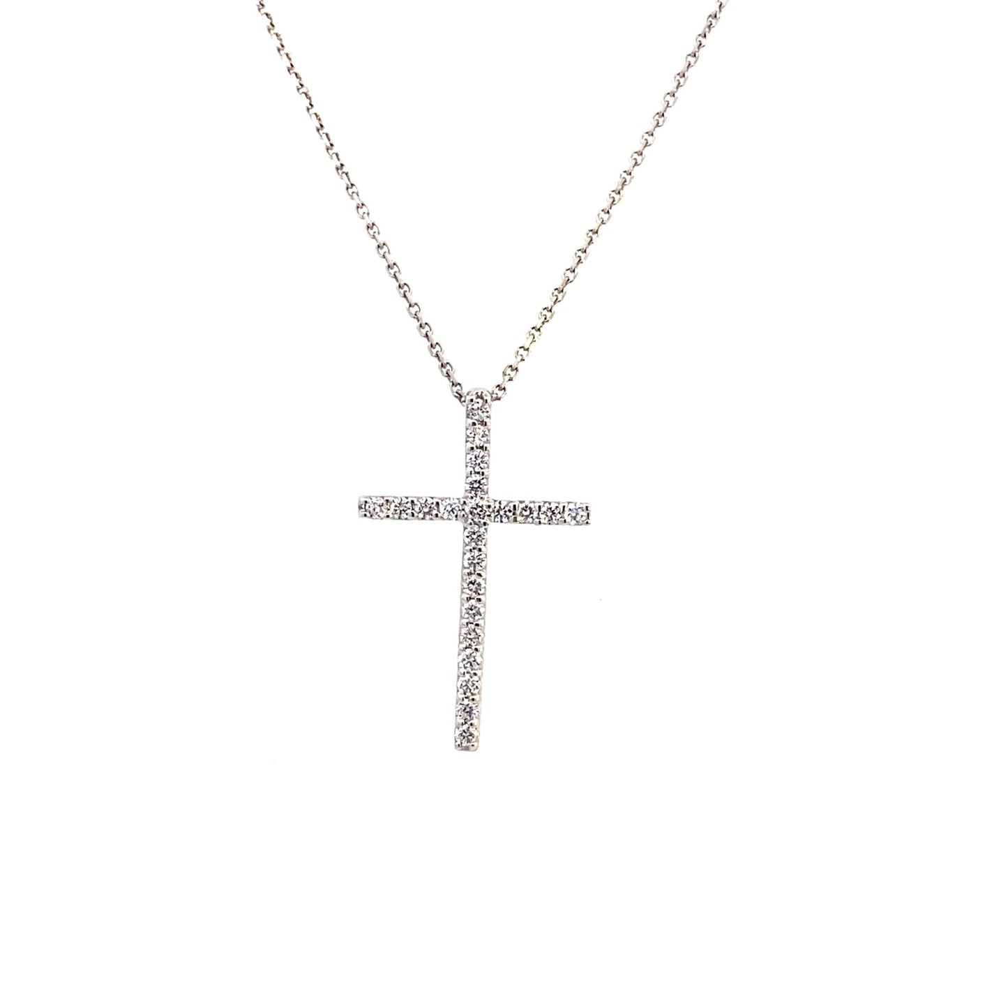 Necklace diamond cross 22=.22ct 14kt white gold - Gaines Jewelers