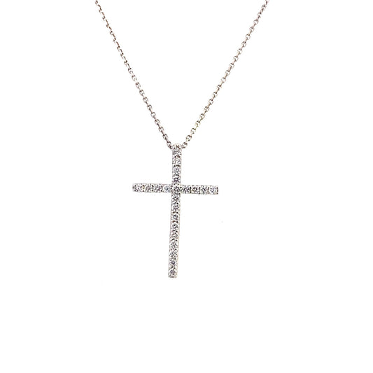 Necklace diamond cross 22=.22ct 14kt white gold - Gaines Jewelers