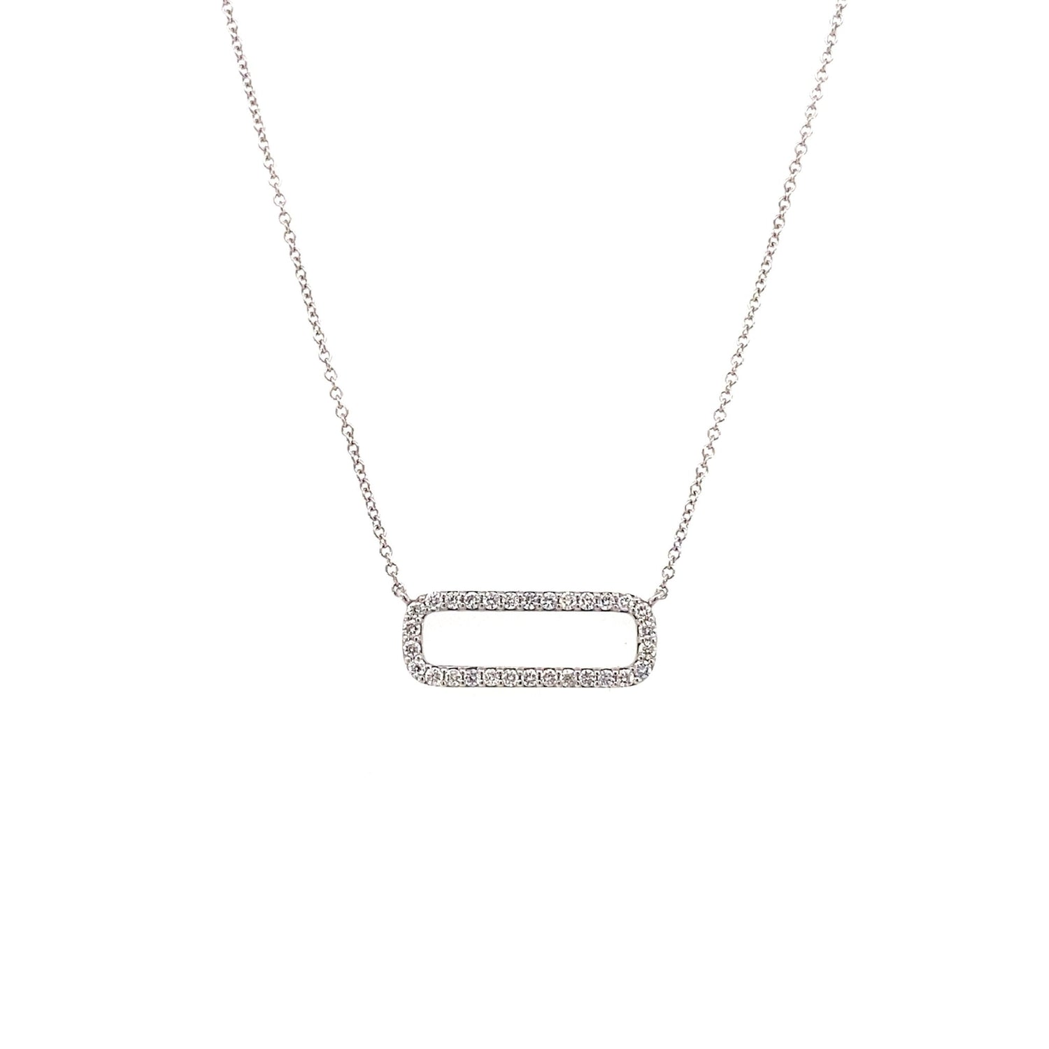 Necklace diamond rectangle 30=.30ct 14kt white gold - Gaines Jewelers
