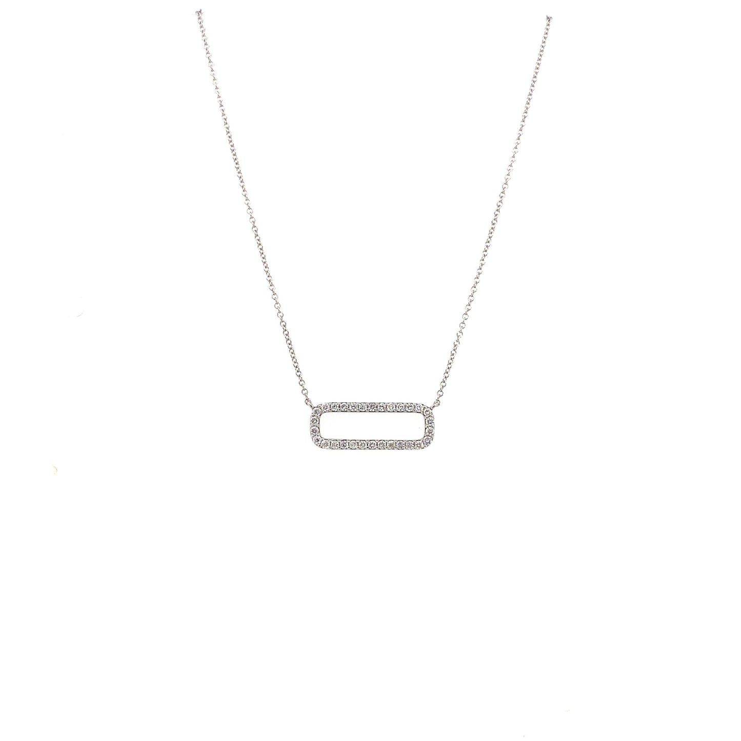 Necklace diamond rectangle 30=.30ct 14kt white gold - Gaines Jewelers