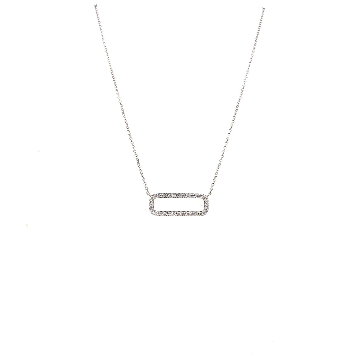 Necklace diamond rectangle 30=.30ct 14kt white gold - Gaines Jewelers