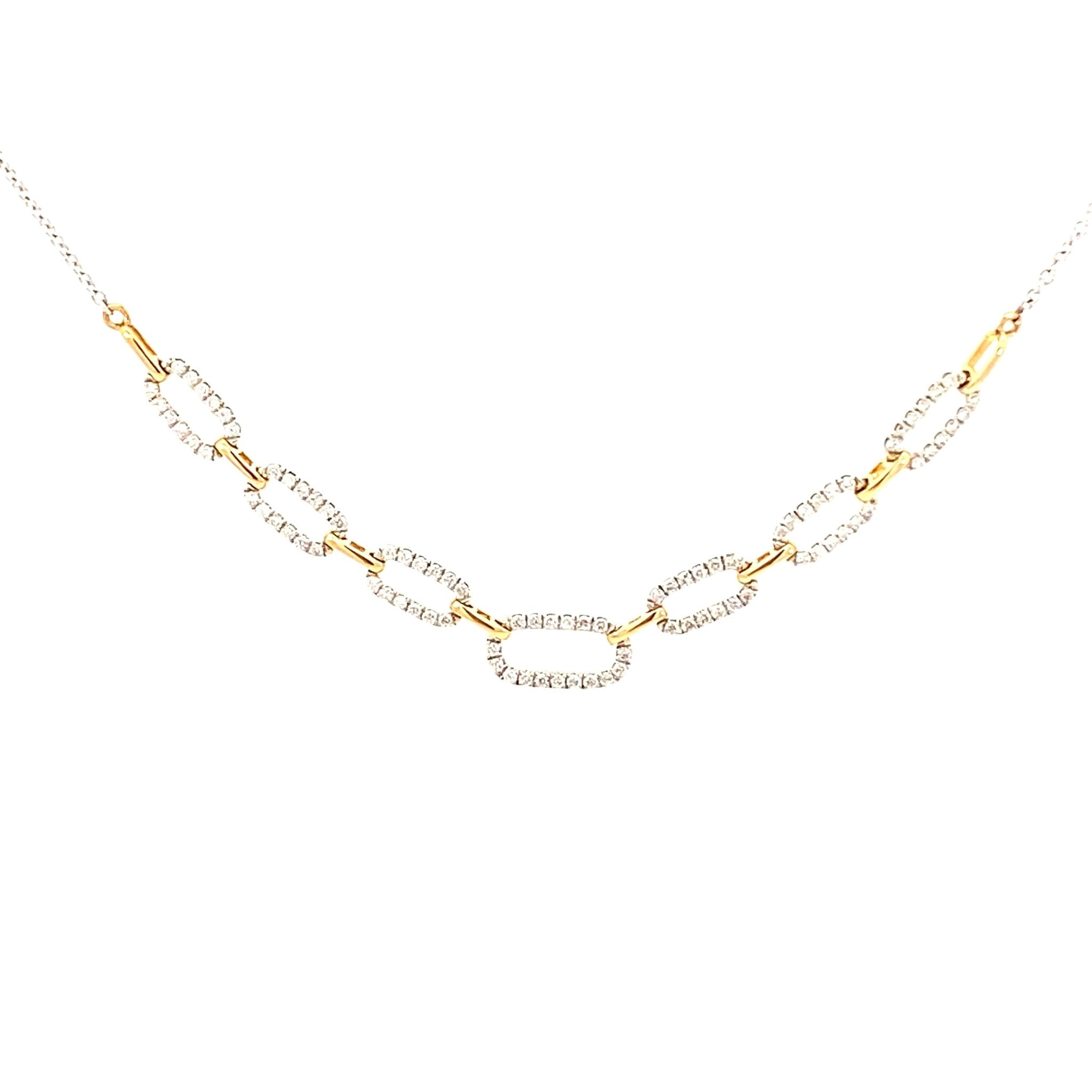 Necklace diamond rectangles fixed on 18" chain - Gaines Jewelers