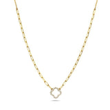 Necklace diamond trefoil on paperclip chain - Gaines Jewelers