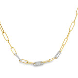 Necklace paperclip 3 diamond sections 18" - Gaines Jewelers