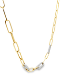 Necklace paperclip 3 diamond sections 18" - Gaines Jewelers