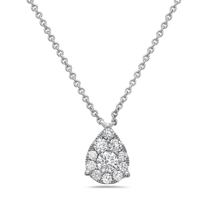 Necklace pear-shaped diamond drop on white gold chain - Gaines Jewelers