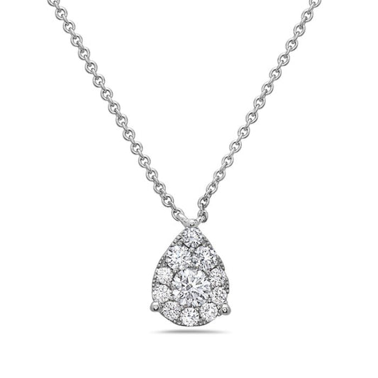 Necklace pear-shaped diamond drop on white gold chain - Gaines Jewelers