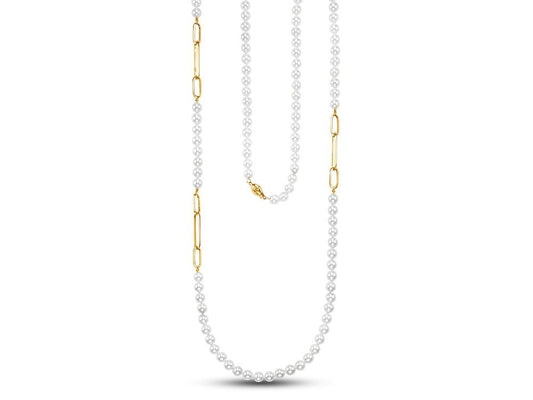 Necklace pearl section with gold links Armonia - Gaines Jewelers