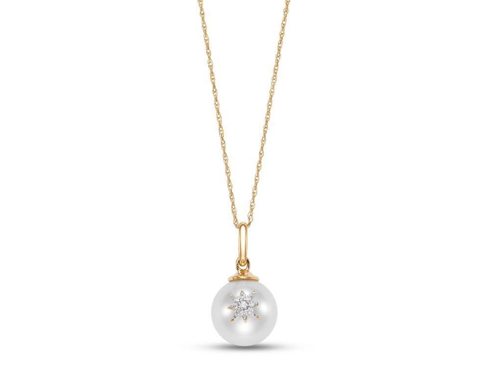 Necklace pearl with inlaid diamond shooting star - Gaines Jewelers