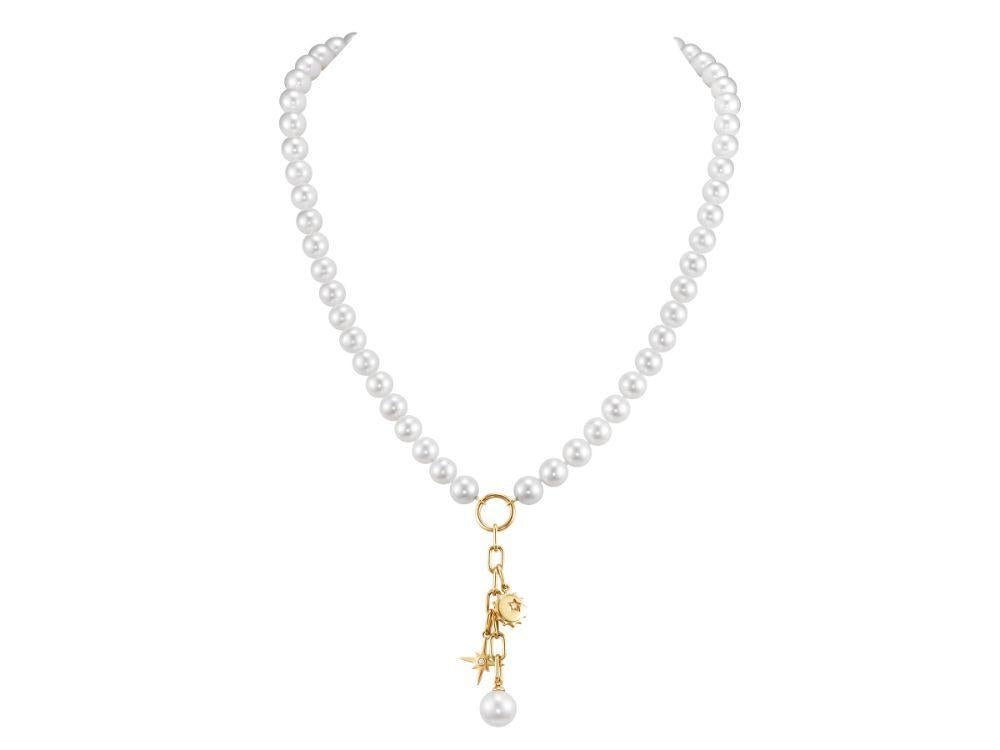 Necklace pearl with sun/star charms - Gaines Jewelers