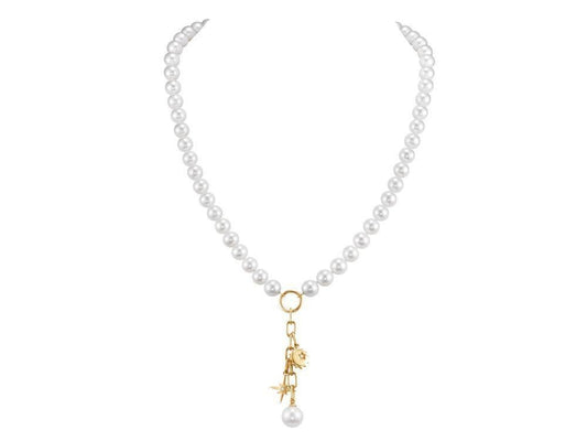 Necklace pearl with sun/star charms - Gaines Jewelers