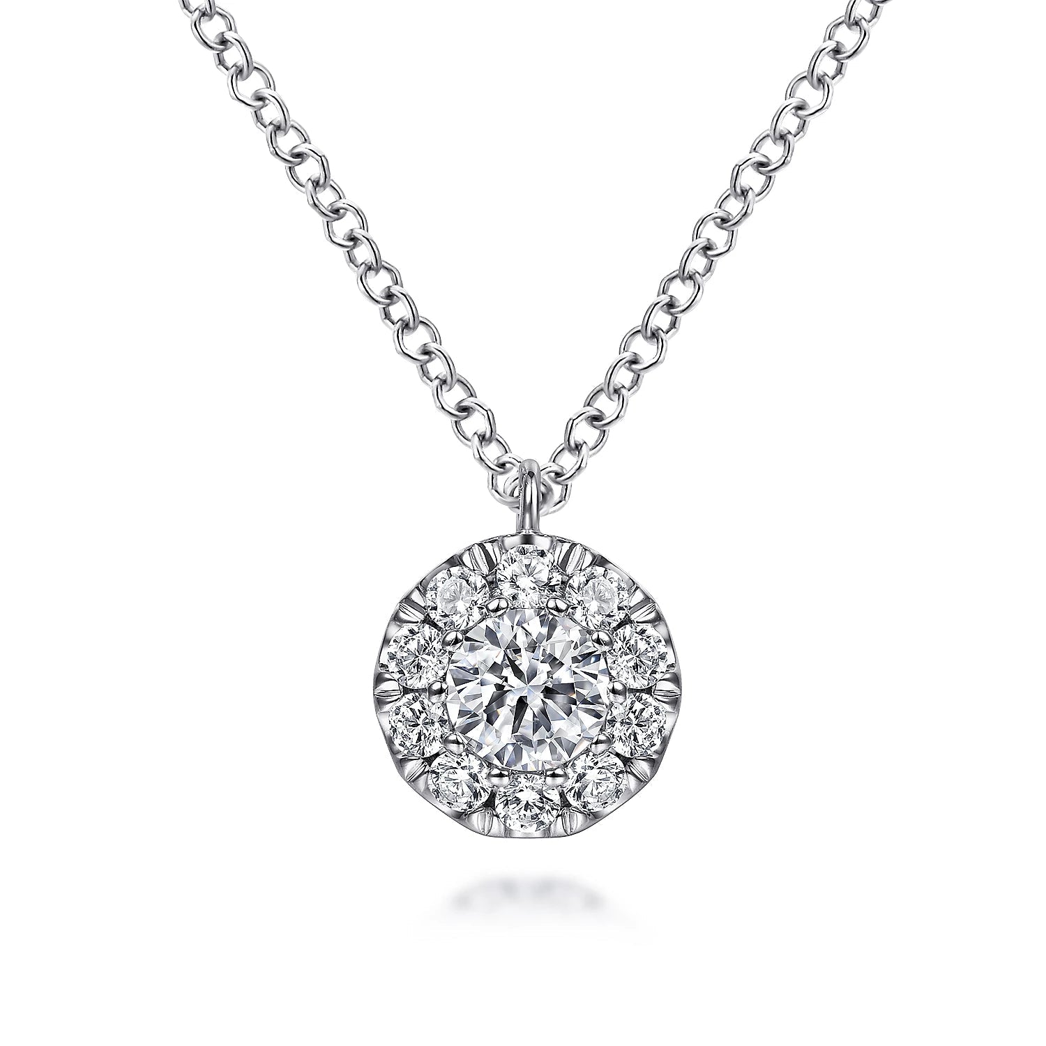 Necklace pendant diamond large cluster tw=.52ct 14kt wg - Gaines Jewelers