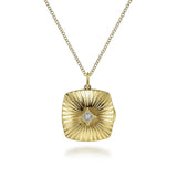 Necklace Pendant diamond locket square 14kt yg - Gaines Jewelers