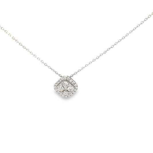 Necklace - Pendant with diamond cushion shape cluster - Gaines Jewelers