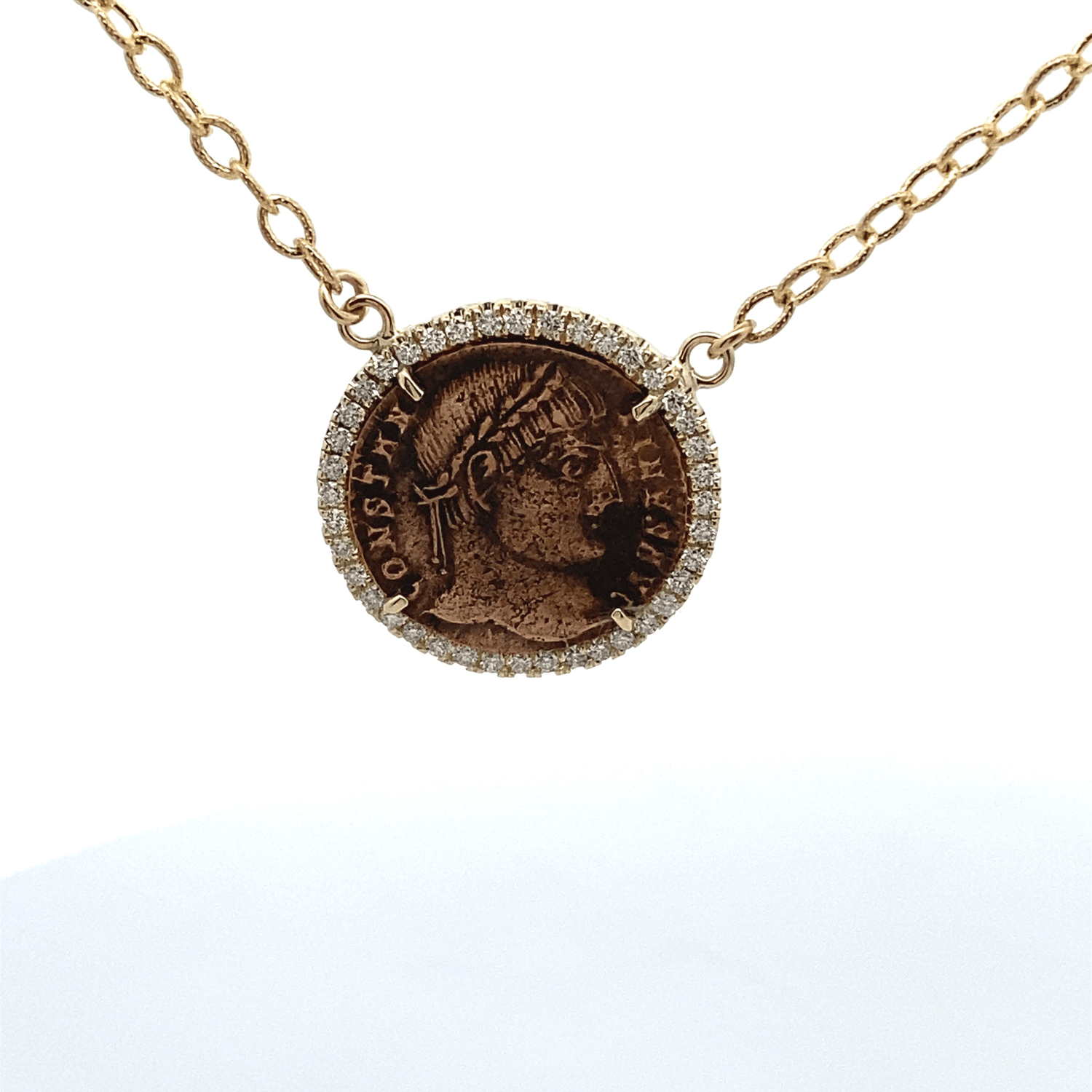 Necklace textured chain with ancient coin - Gaines Jewelers