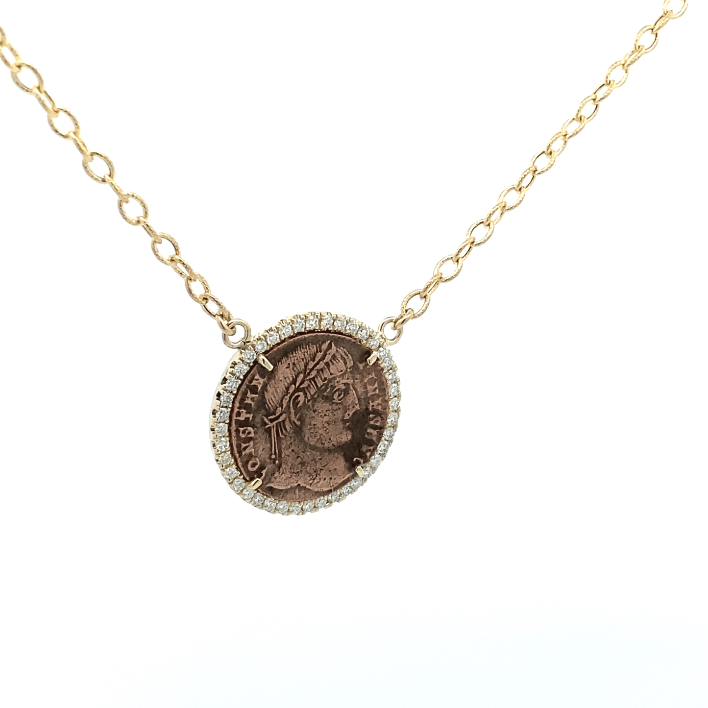 Necklace textured chain with ancient coin - Gaines Jewelers