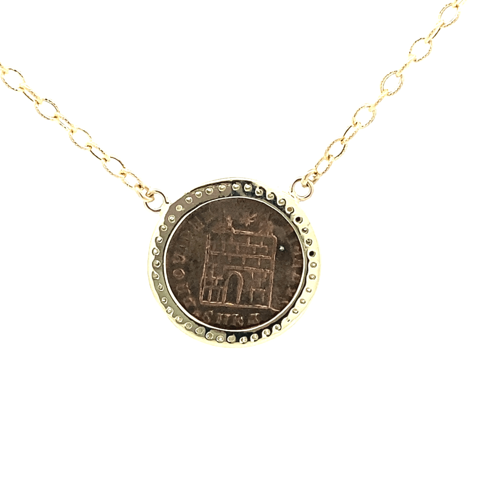 Necklace textured chain with ancient coin - Gaines Jewelers