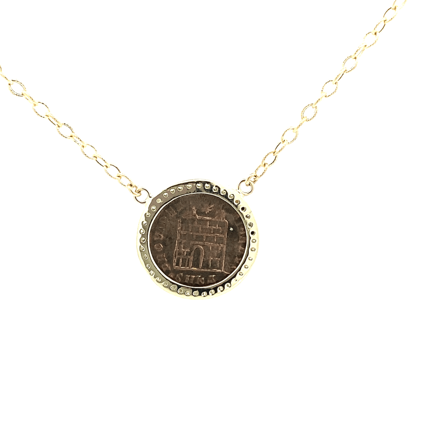 Necklace textured chain with ancient coin - Gaines Jewelers