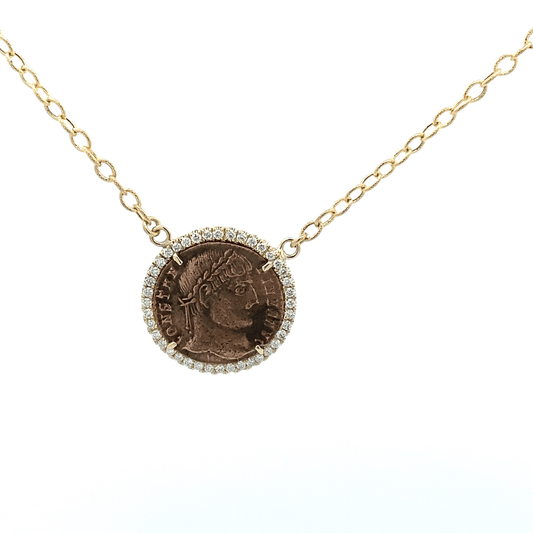 Necklace textured chain with ancient coin - Gaines Jewelers