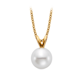 Necklace- Yellow Gold chain with fresh water pearl pendant 11 mm - Gaines Jewelers