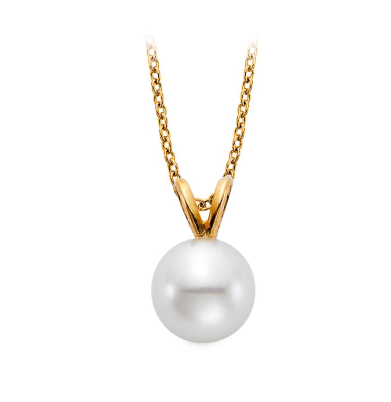 Necklace- Yellow Gold chain with fresh water pearl pendant 11 mm - Gaines Jewelers