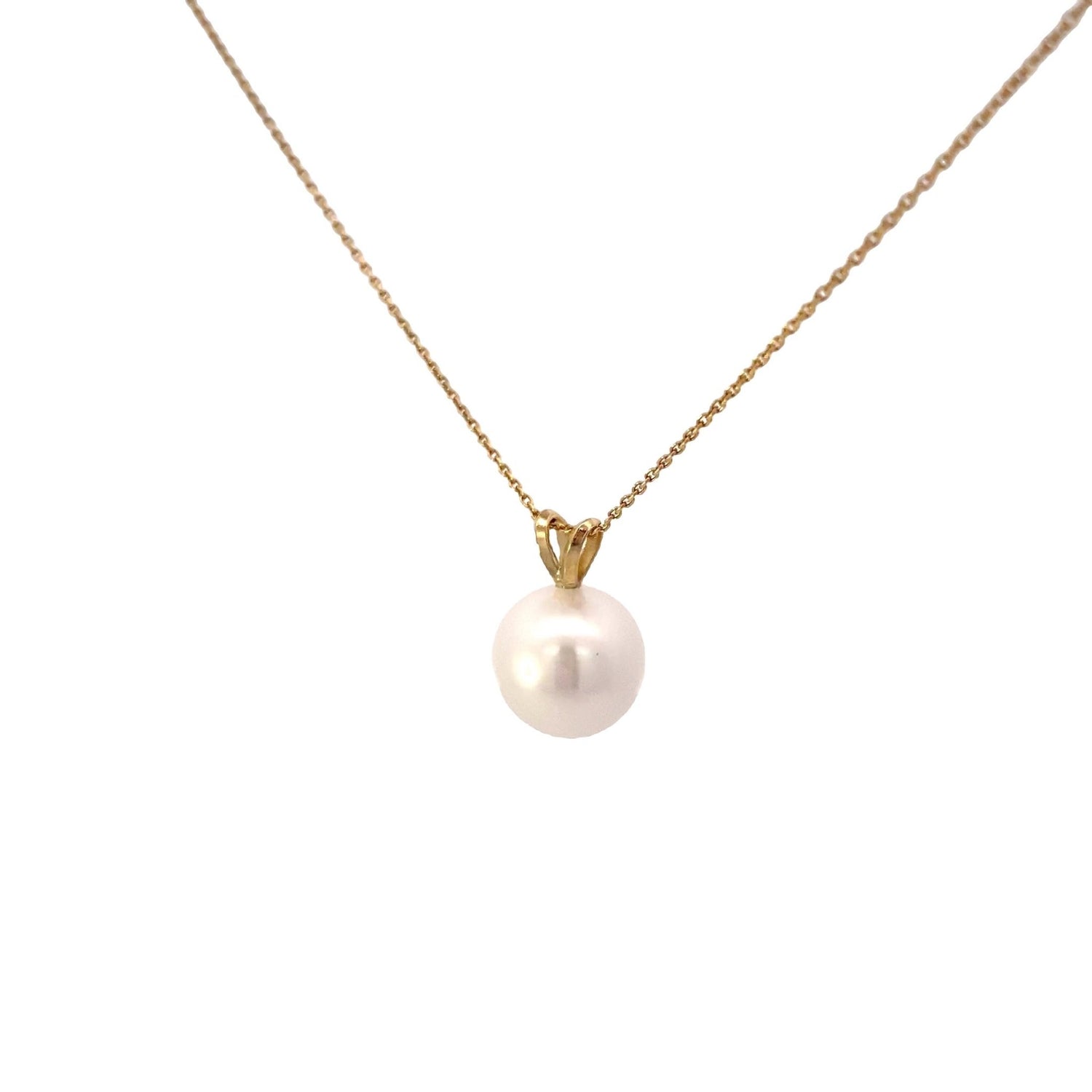 Necklace- Yellow Gold chain with fresh water pearl pendant - Gaines Jewelers