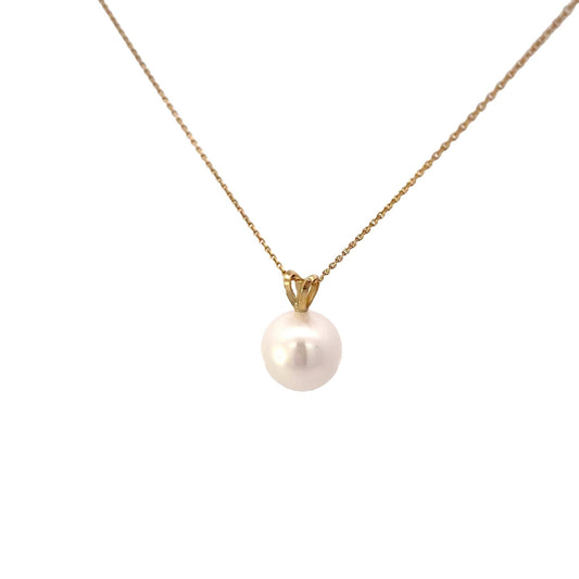 Necklace- Yellow Gold chain with fresh water pearl pendant - Gaines Jewelers