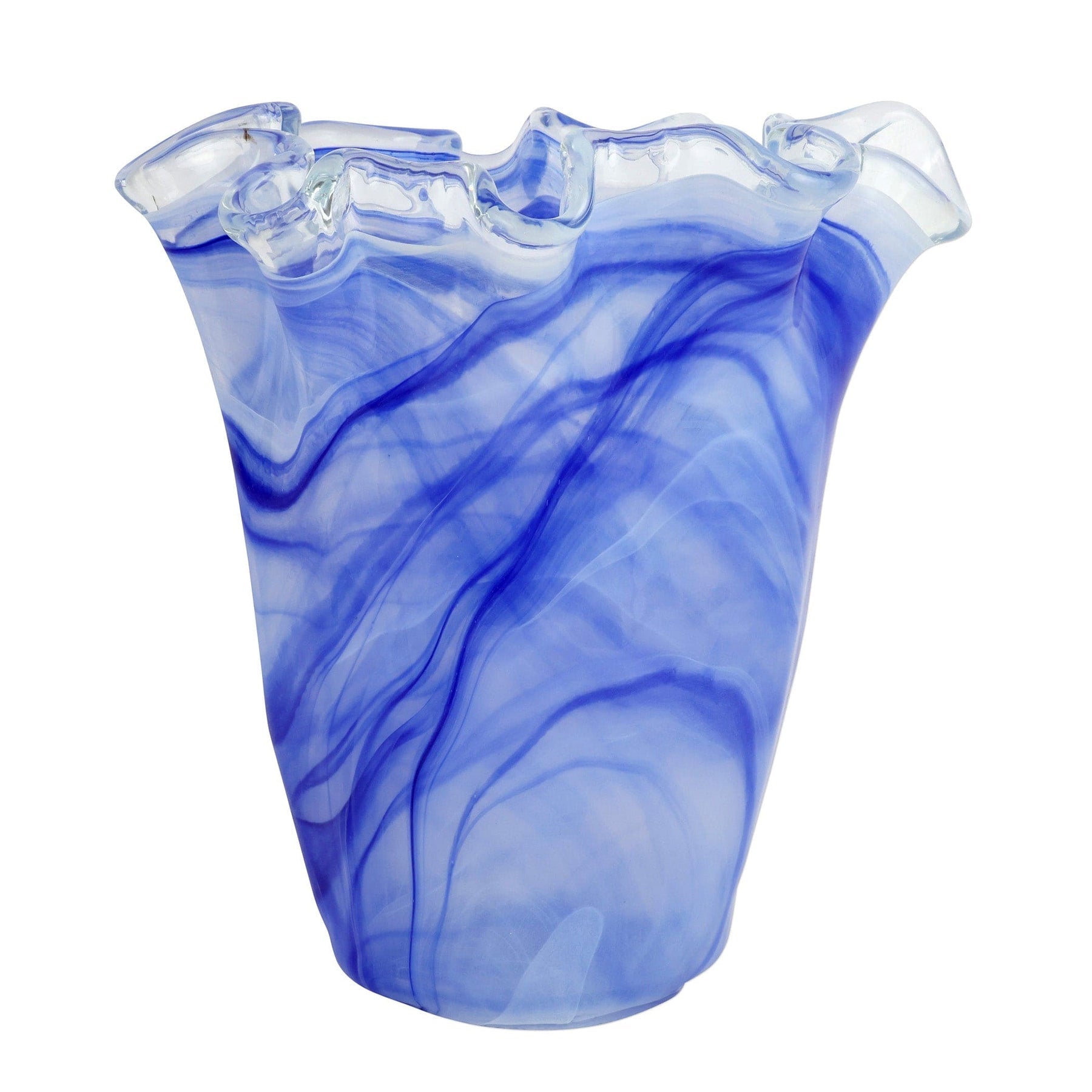 Onda Glass Cobalt Ruffles Vase - Gaines Jewelers