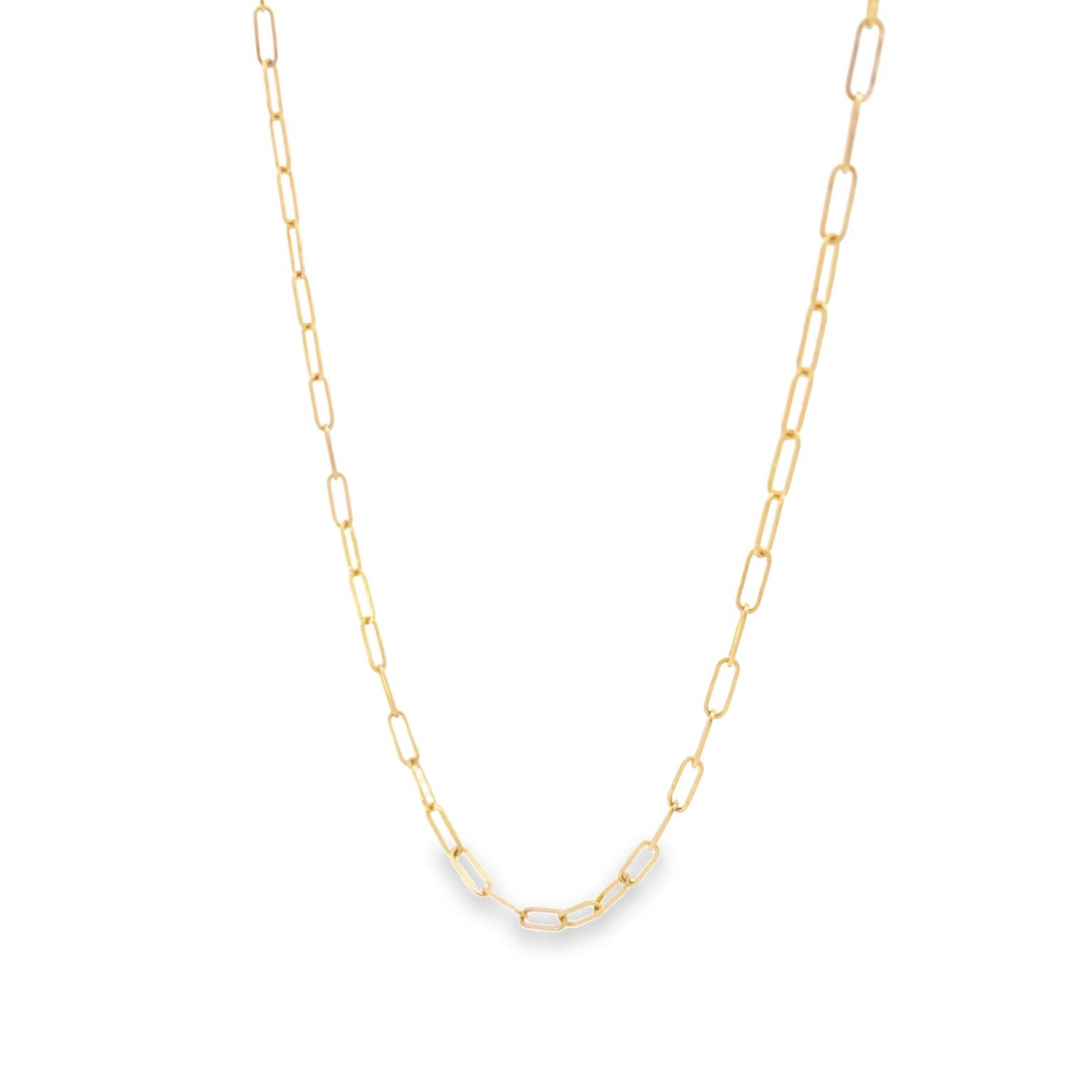 Paperclip chain, 4mm links, 18" in 14kt yellow gold by Raymond Mazza - Gaines Jewelers